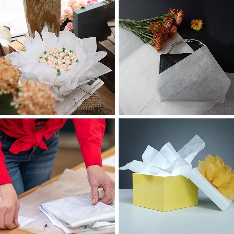 500 Sheets White Tissue Paper Bulk Multi-Size Acid-Free for Shipping Void Fill gallery