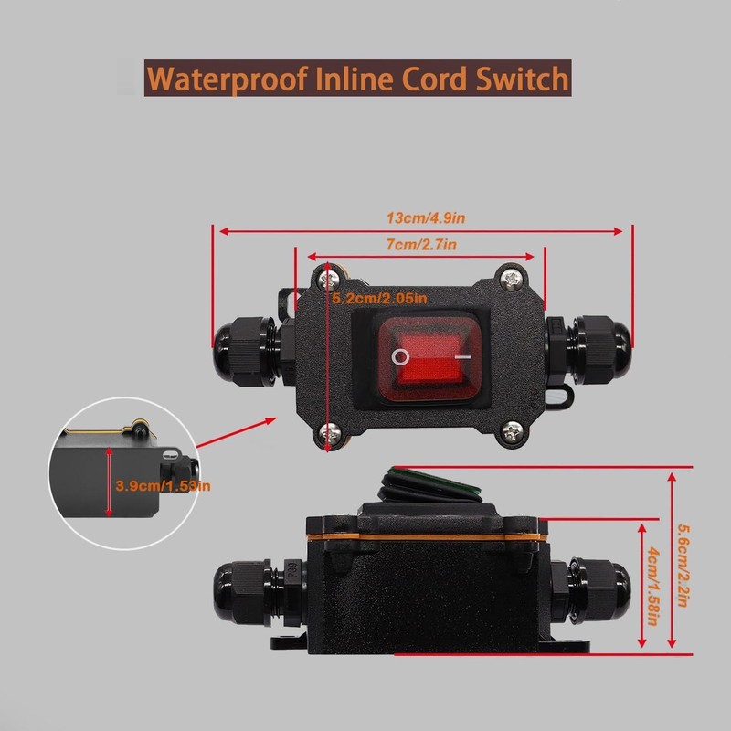 25A Dual Side DPST Inline Switch - Compact Waterproof Power Control for Vehicles gallery