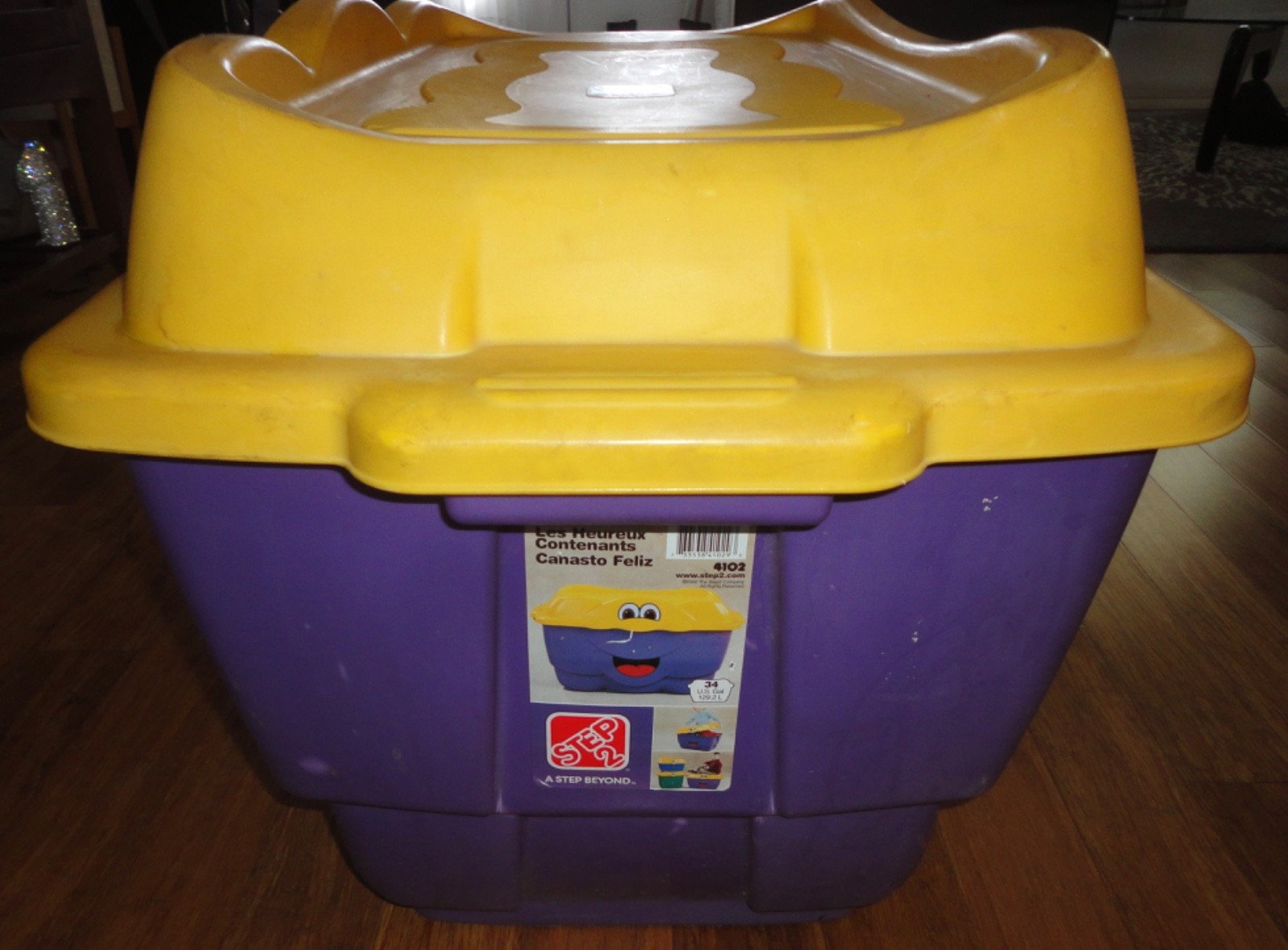 Step 2 Happy Totes Toy Box Storage Tote Bin w/ Eyes Mouth Purple Yellow 2000 Y2K gallery