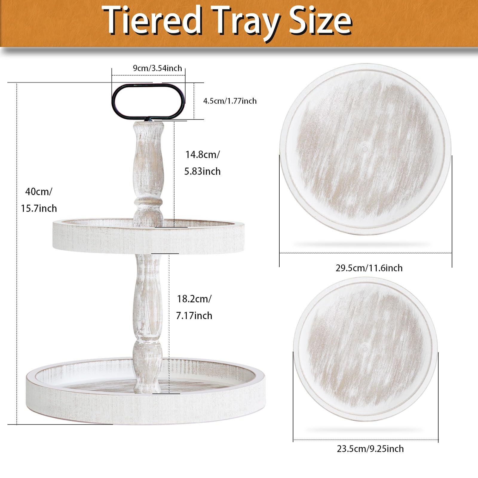Decorative Tray - Two Tiered Tray Cupcake Stand Farmhouse Rustic 2 Tiered Ser... gallery