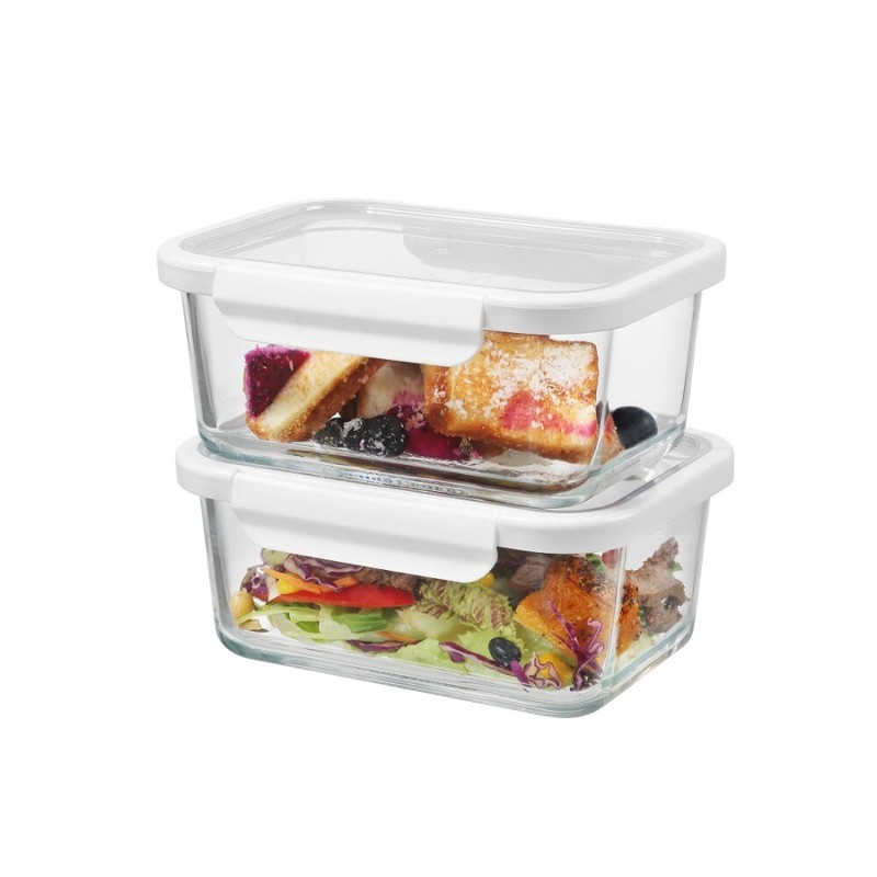 4Cup Rectangle Glass Food Storage Container with Tritan Lid. Set of 2,4 Pieces gallery