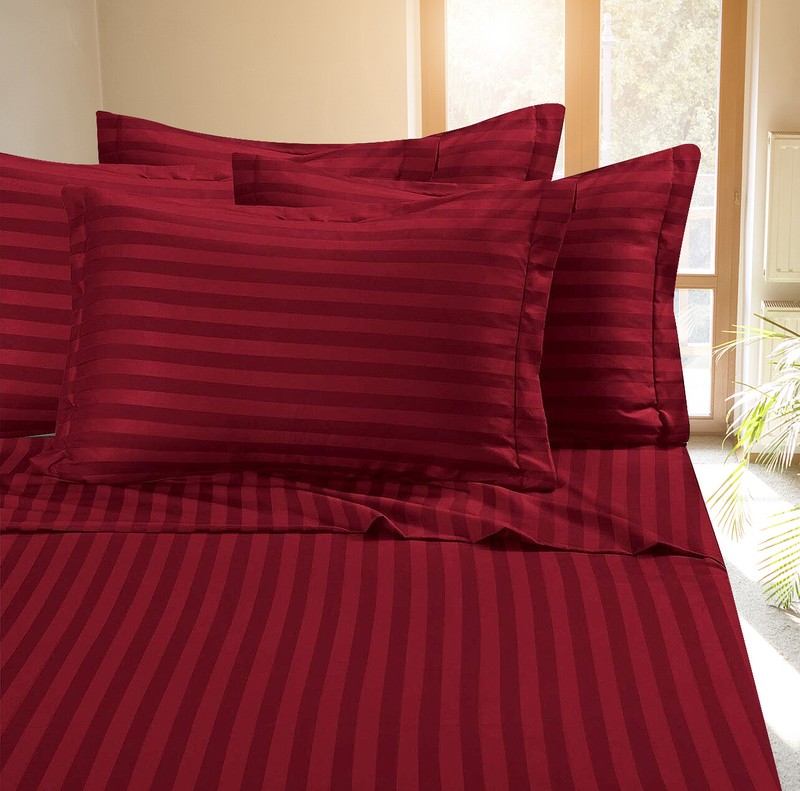 Fine 400 Thread Count 100% Cotton Sateen Bed Sheet Dobby Stripe gallery
