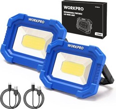 WORKPRO 2Pack Rechargeable 2000LM LED Work Light Magnetic Super Bright Worklight