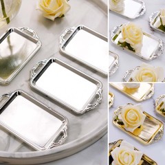 24 pcs 4 in long Metallic Mini Rectangle Trays Favor Holders Wedding Supplies