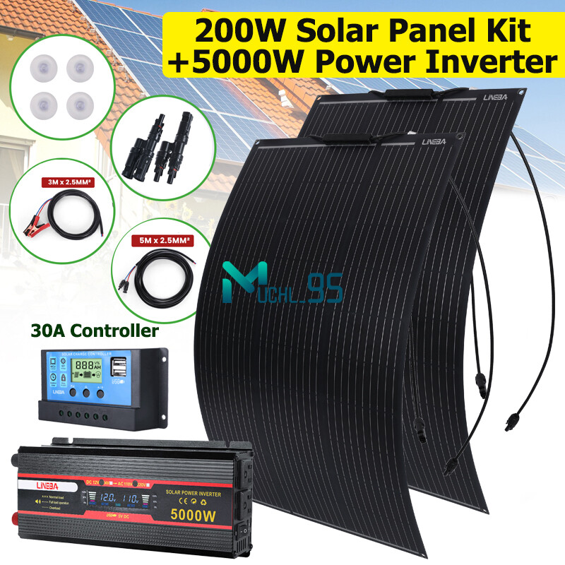 5000W Complete Solar Panel Kit with Controller & Inverter Home 110V Grid System gallery