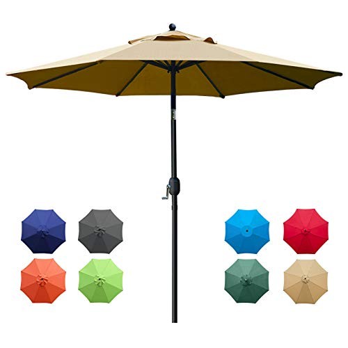 9Ft Patio Umbrella Outdoor Table Umbrella with 8 Sturdy Ribs () Tan gallery