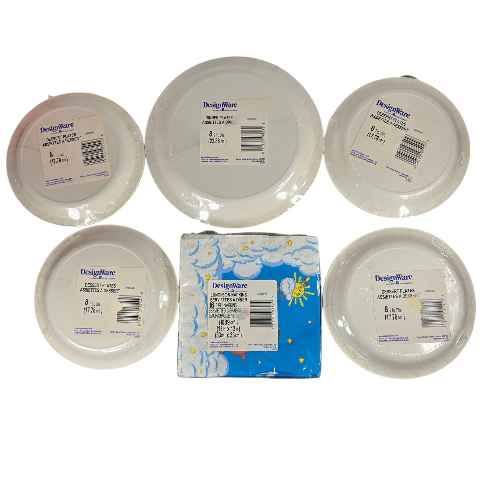 DesignWare Care Bears Party Plates 40ct 7in 9in + 16ct Napkins New Made in USA gallery