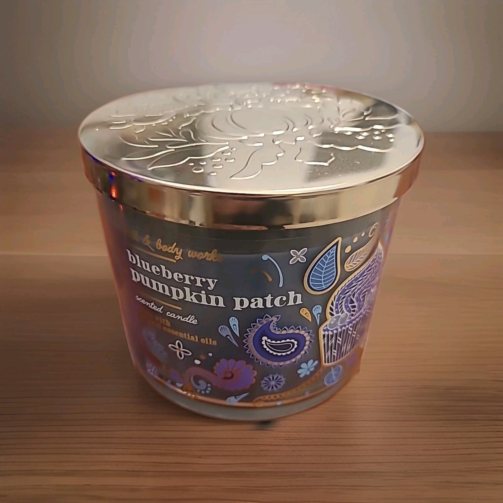 BLUEBERRY PUMPKIN PATCH BATH & BODY WORKS 3 WICK SCENTED LARGE CANDLE NEW gallery