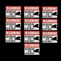 RED SECURITY CAMERA SYSTEM BURGLAR WARNING WINDOW STICKERS DECAL SIGN 10 LOT