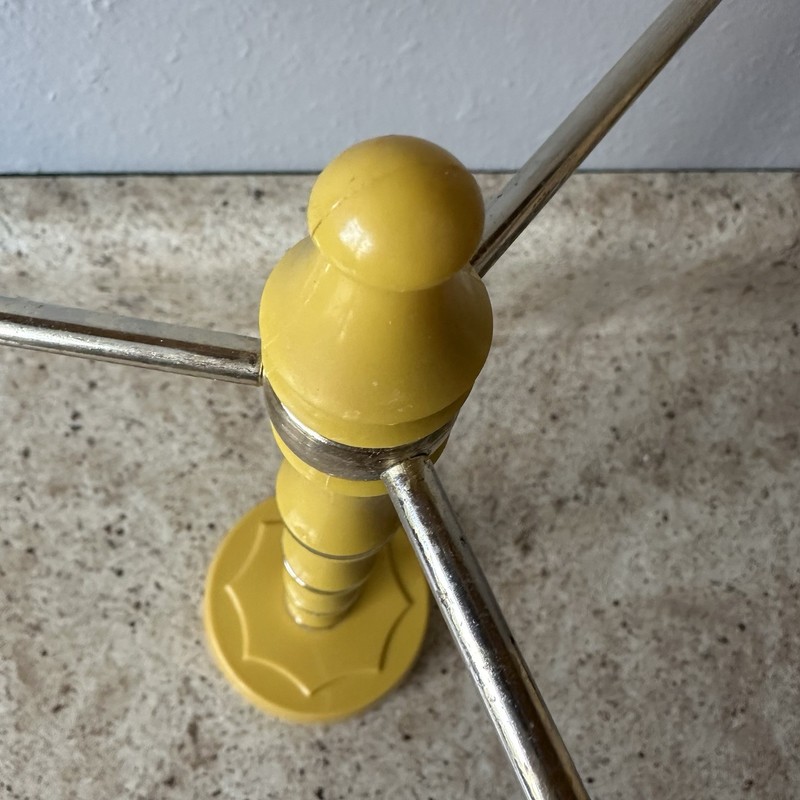 VTG Brass and Yellow Plastic Bathroom Hand Towel Holder Or Necklace Rack MCM gallery