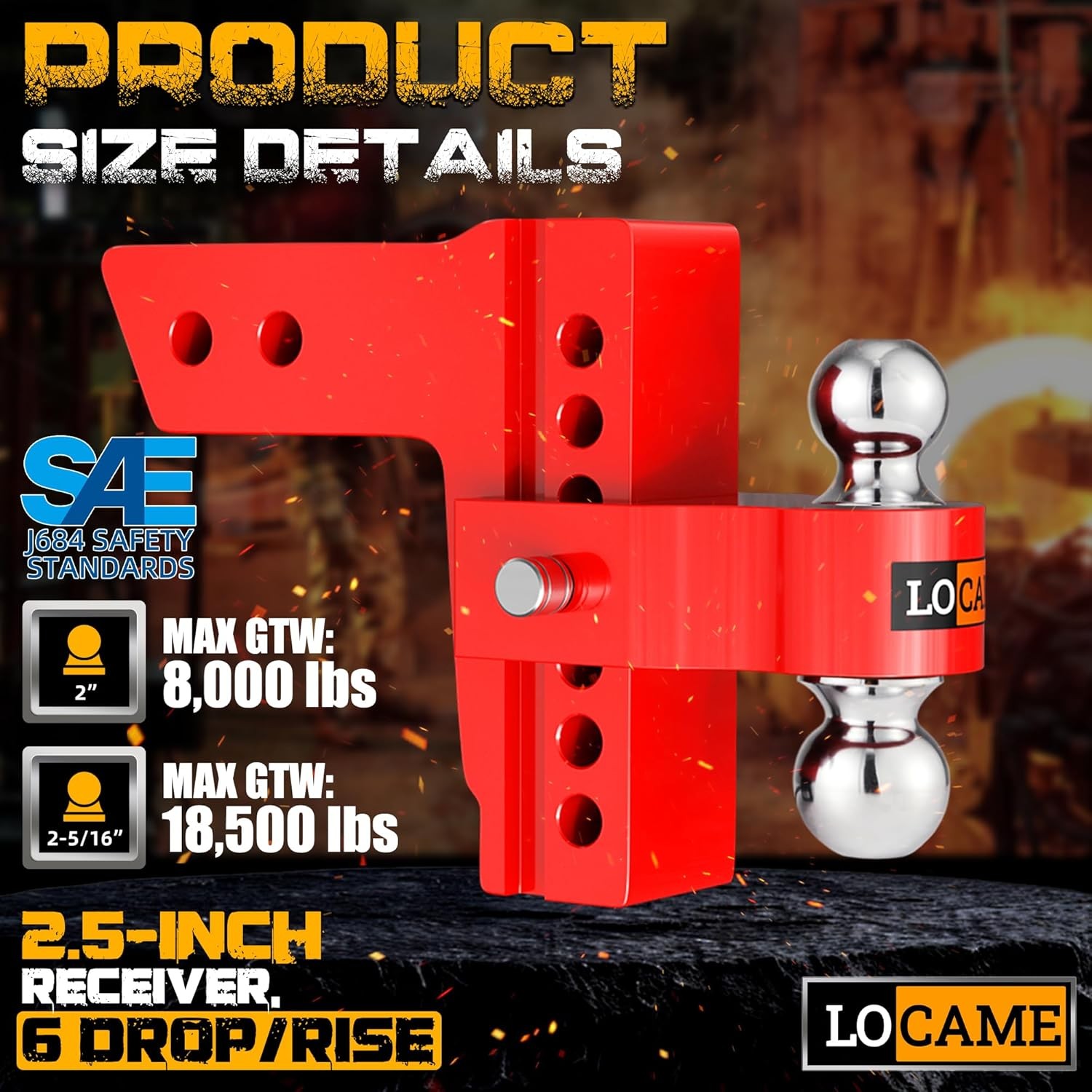 Aluminum Drop Hitch For 2.5 Inch Receiver 18500 LBS LOCAME gallery