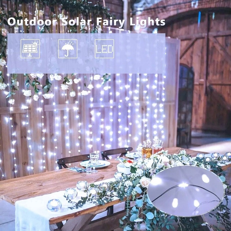 Upgrade Led Solar String Lights Outdoor Waterproof Fairy Copper Garden Decor gallery