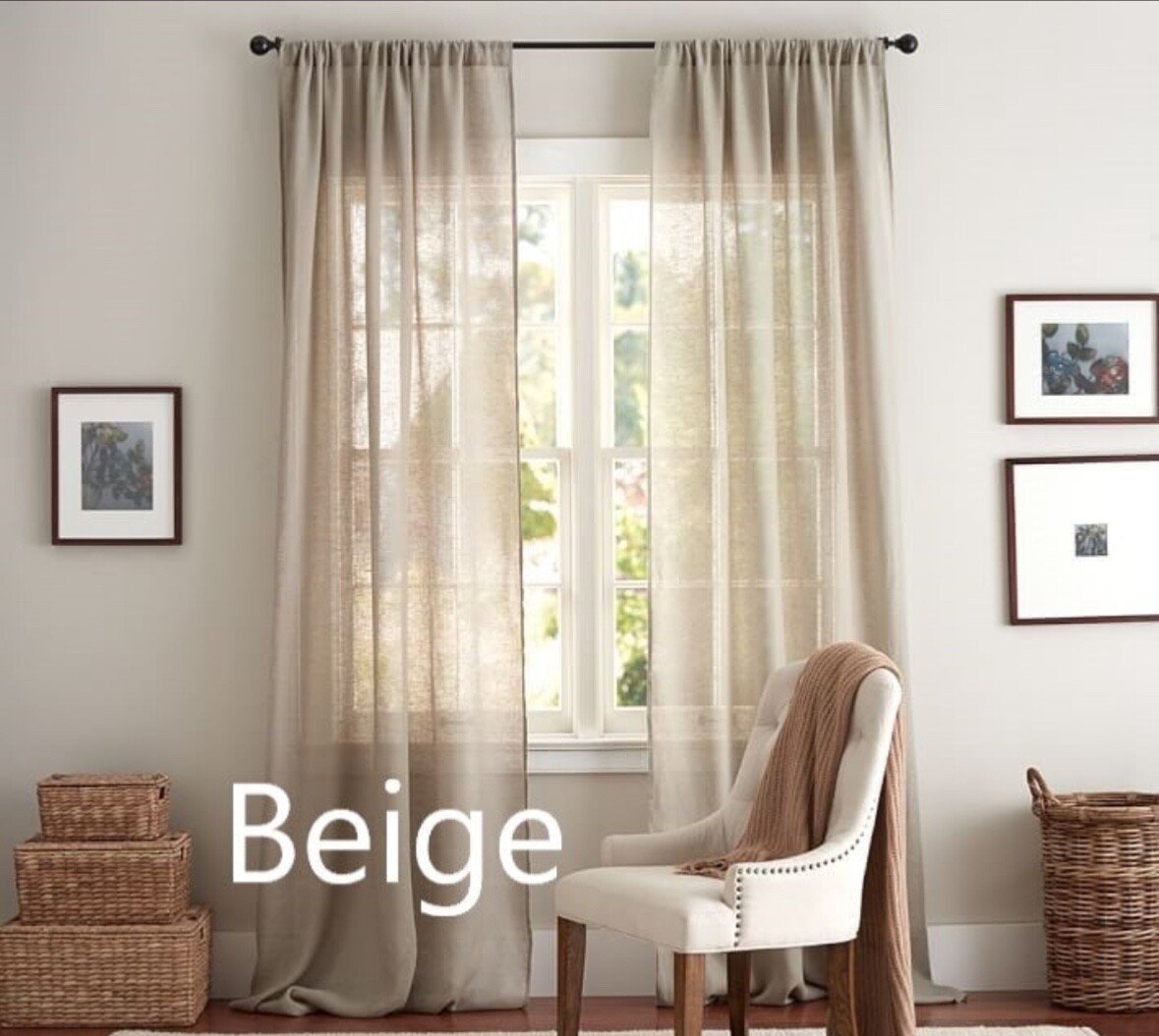 Extra Wide Linen Sheer Curtains, 23 Color Options. Custom Made Rod Pocket, Gromm gallery