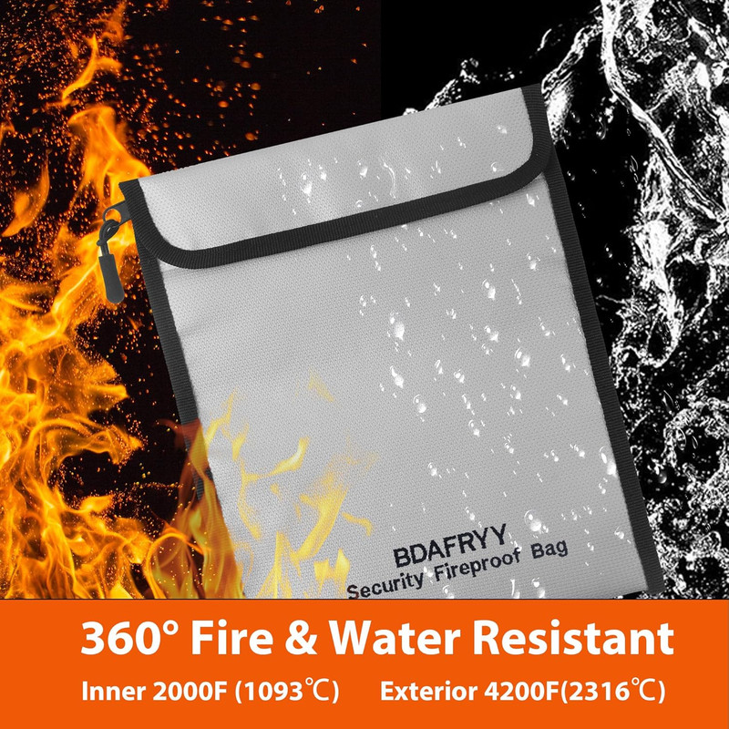 3 Pcs Fireproof Waterproof Money Important Document Bag(2000?),Fire Proof Bag fo gallery