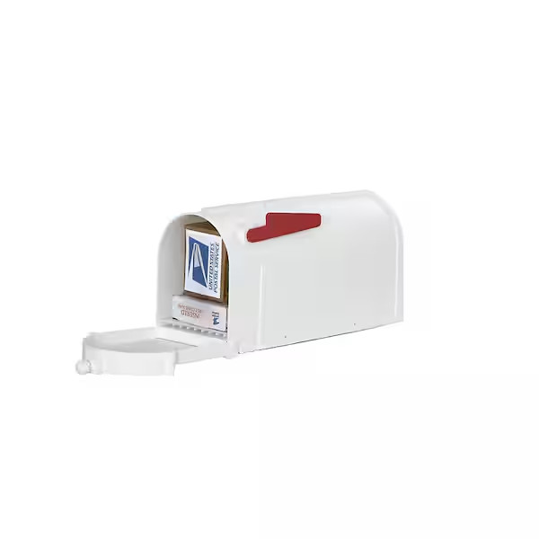Ambrose White Post Mount Mailbox Large Plastic Residential Home Mail Box gallery