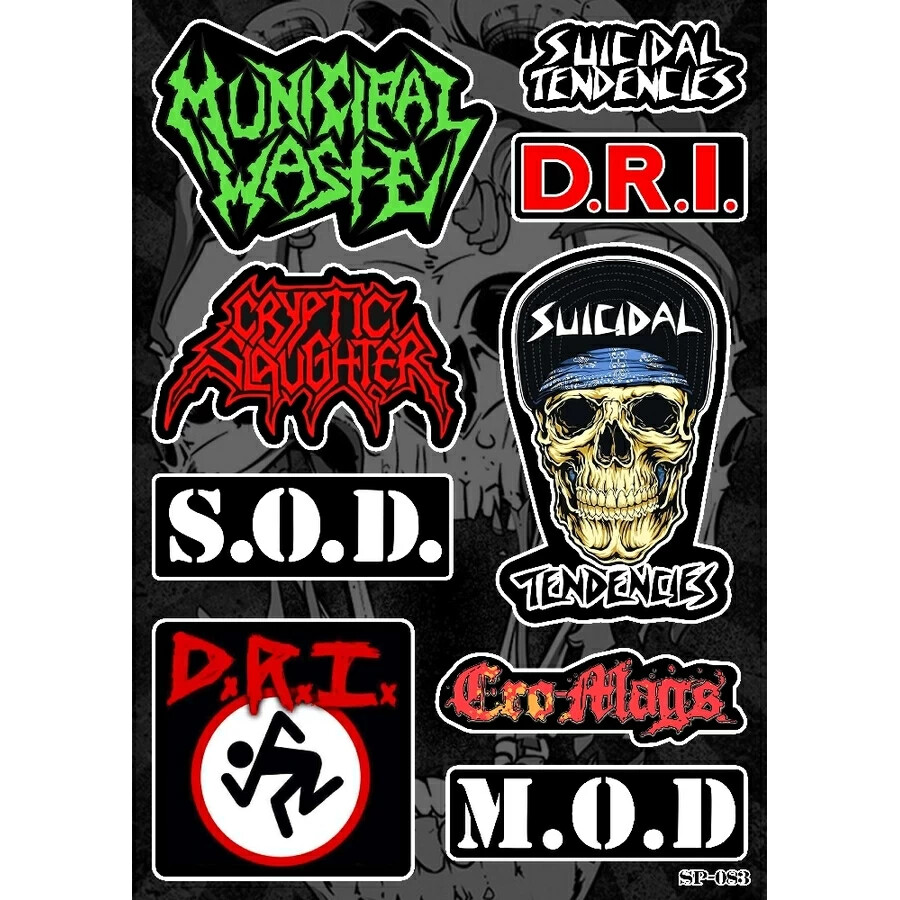 Thrash Metal Sticker Pack | D.R.I. Municipal Waste Cryptic Slaughter S.O.D. Logo gallery