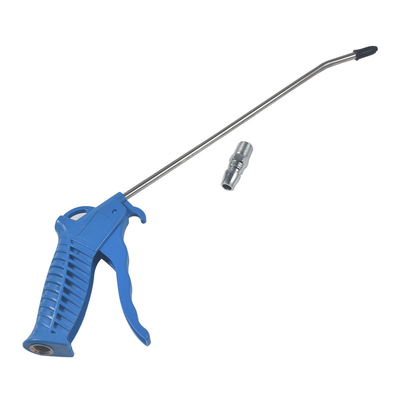 13" Long Offset tip Angle Nozzle Air Blow Gun with Pistol Grip Brass Pistol Blue gallery