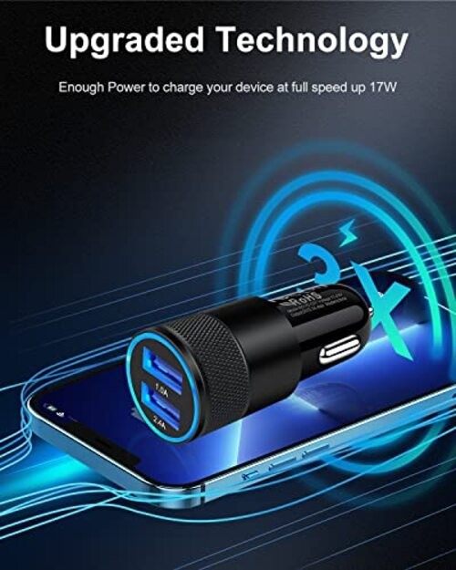 [5pcs] Car Charger Adapter, USB Multi Port Cigarette Lighter Fast Charging gallery