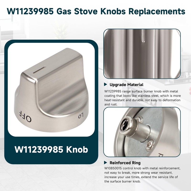 Gas Stove Knobs 5PCS Replace W11032553 Compatible with WFG550S0HZ0 WFG550S0LV1 gallery