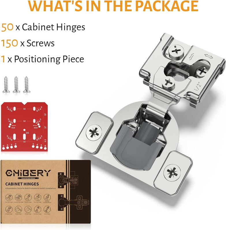 50 Pack Soft Close Concealed Hinges for Kitchen Cabinets - Satin Nickel Finish gallery
