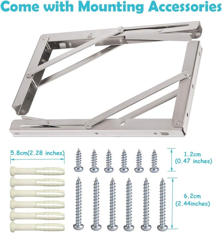 CLT 16'' Folding Shelf Brackets Max. Load 440 lb, Heavy Duty Stainless Steel ... gallery