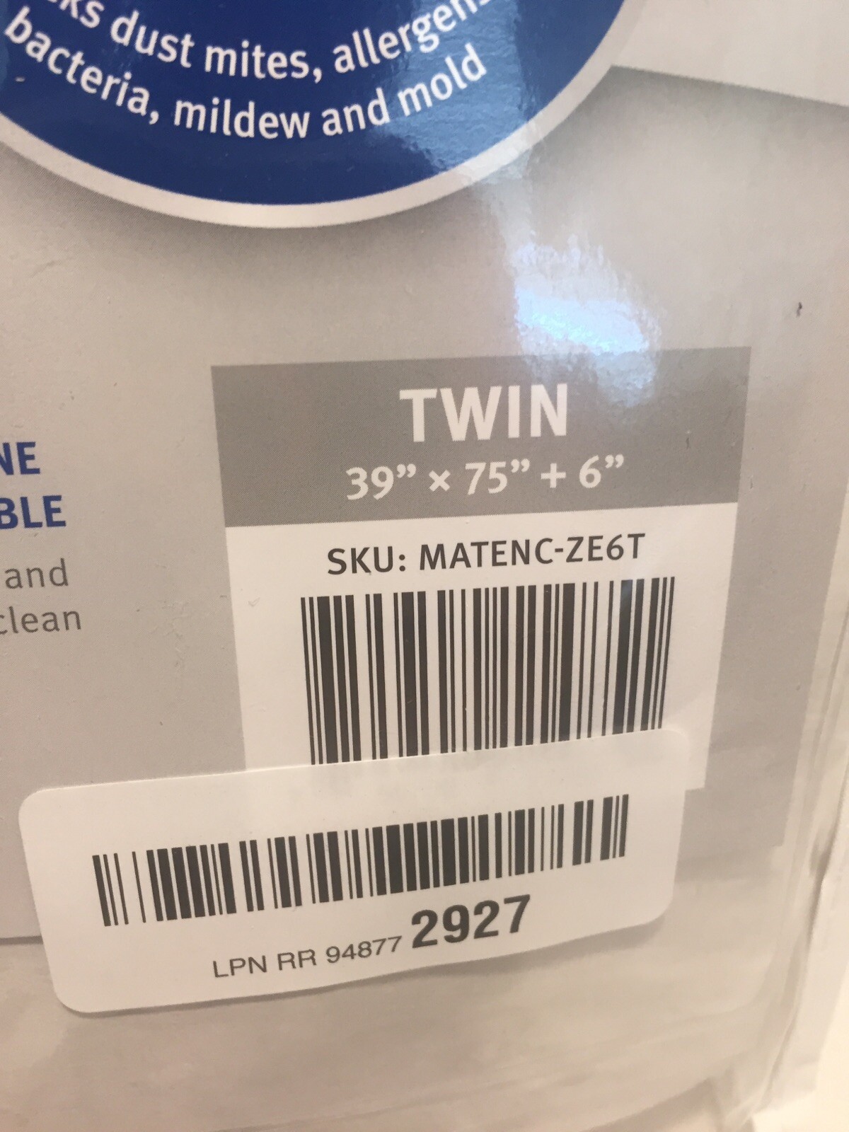 Twin (17-20 in. Deep) SureGuard Mattress Encasement 39" X 75" + 17" gallery