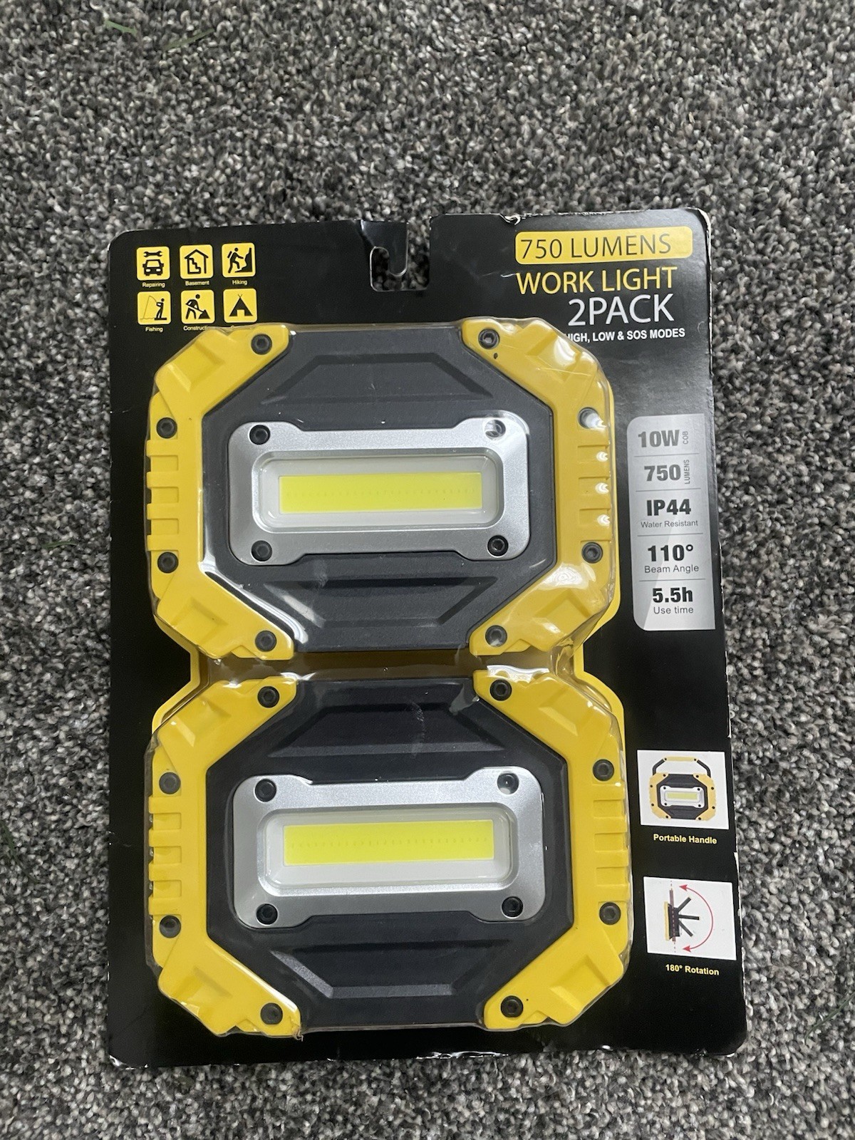 750 Lumens LED Worklight 2 Pack USB Rechargeable 5V IP44 Rotatable gallery