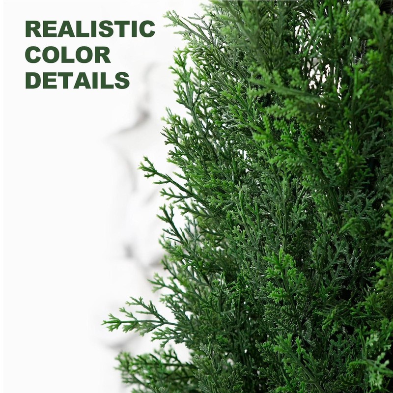 2pcs 3ft 4ft Artificial Cedar Topiary Tree Plant UV Home Decor Indoor Outdoor gallery