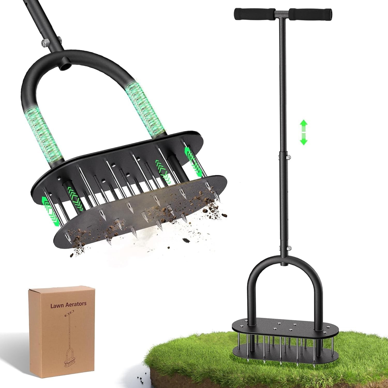 Automatic Lawn Aerator 15 Sharp Metal Spikes 3in Soil Yard Garden Tool gallery