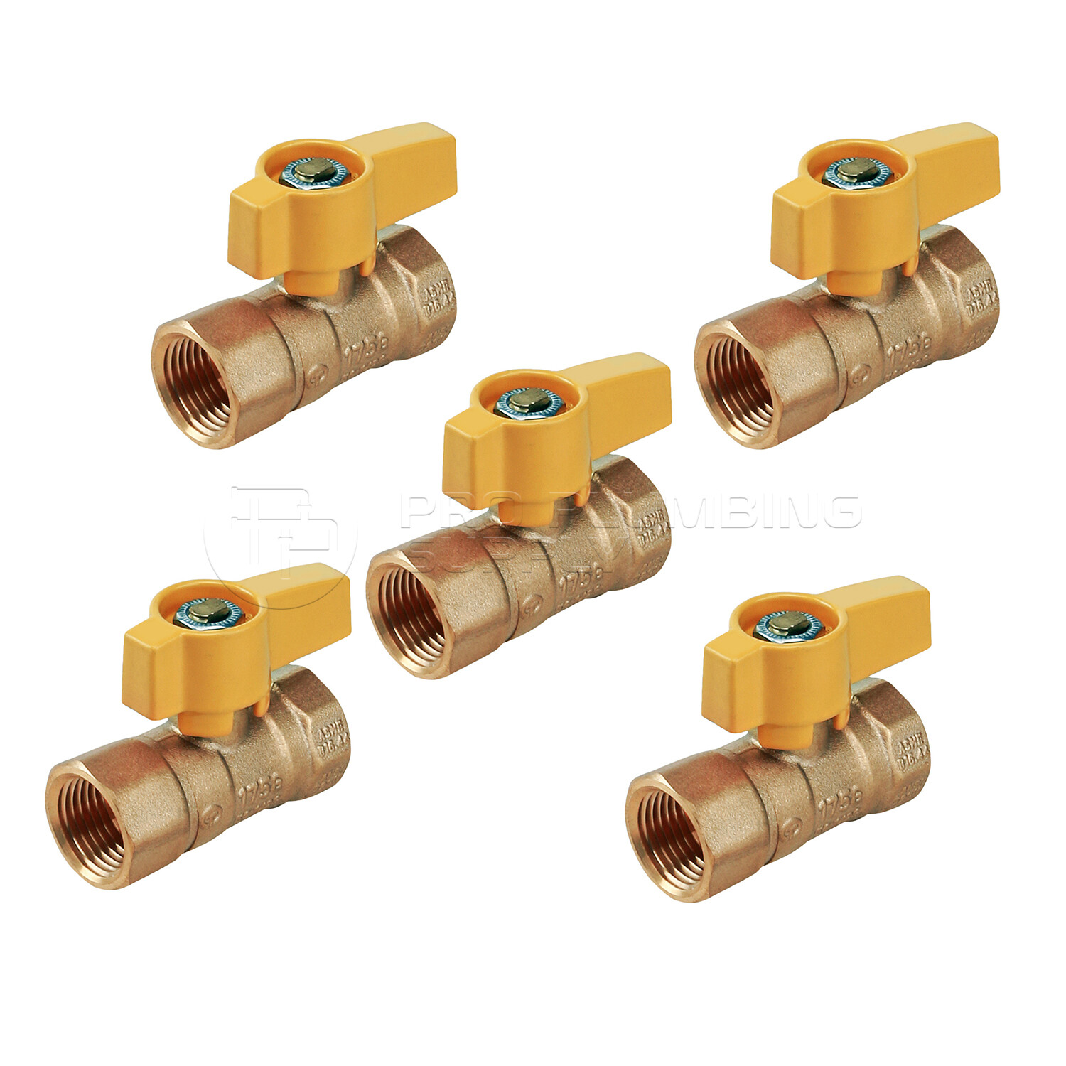 Midline Valve Premium Brass Gas Ball Valve, Yellow FIP Connections (pack of 5) gallery