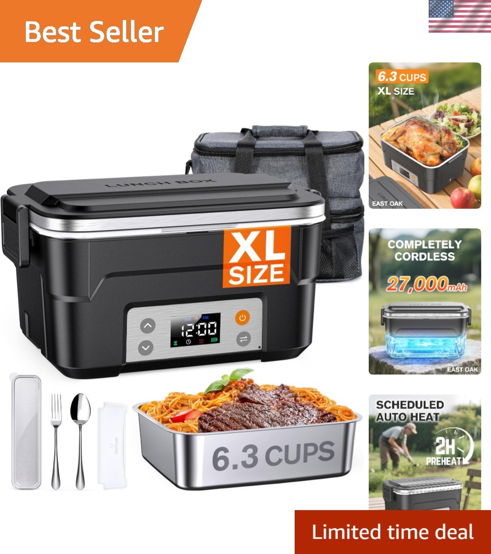 Smart 6.3-Cup Cordless Lunch Box with Scheduled Heating & Removable Divider gallery