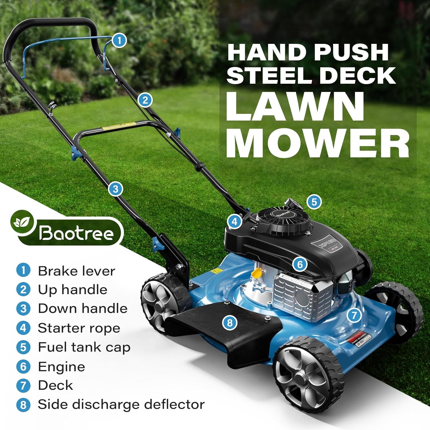 2-in-1 20" 144cc 4-Stroke Engine Gas Powered Push Lawnmower for Small Yards gallery