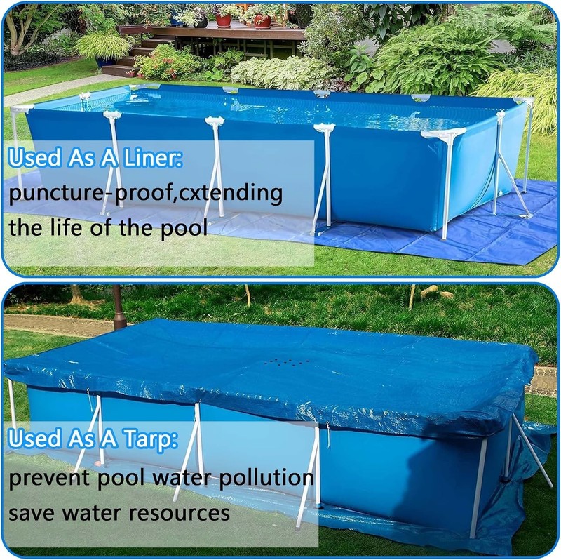 Versatile 24x12 Ft PE Pool Ground Tarp - Waterproof and Puncture Resistant gallery