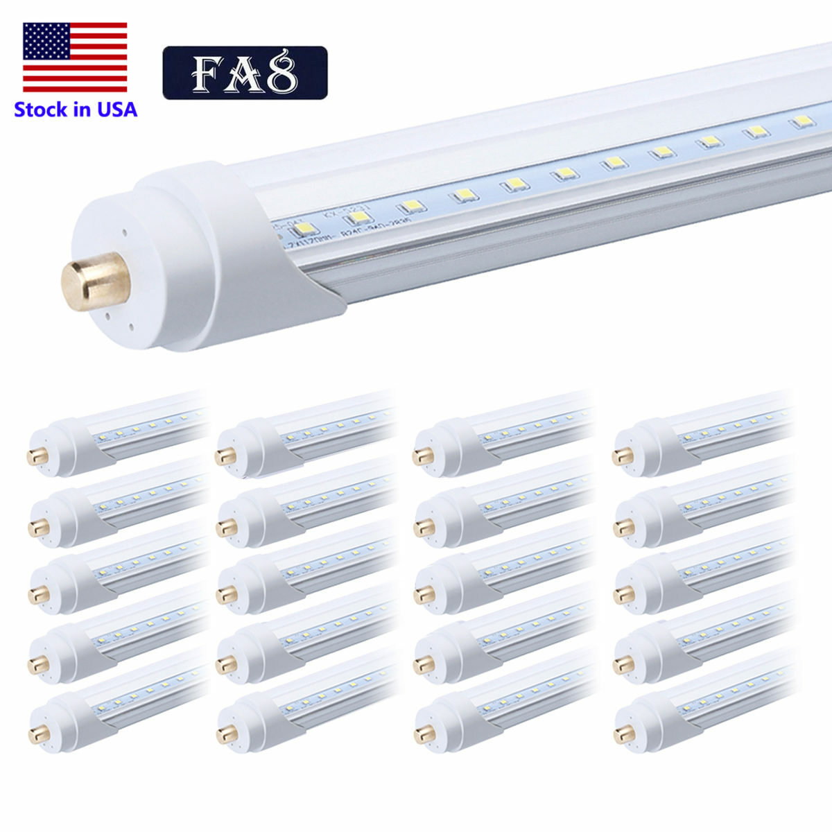 Single Pin 8FT 45W LED 5000K 6000K 8 Foot Fluorescent Bulb 65W 2 Rows Tube Light gallery