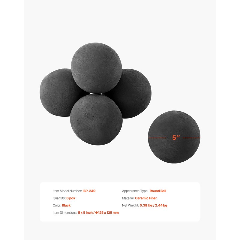 5 Inch 6 Pcs Ceramic Fire Balls Round Fire Stones Reusable Lava Rocks gallery