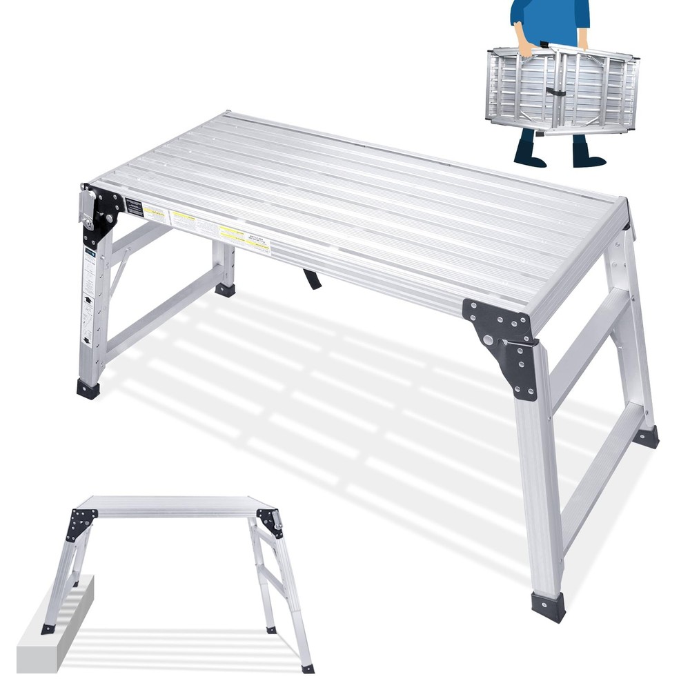 Adjustable Work Platform, (39.4 X 18.5) Portable Folding Aluminum Step Ladder, S