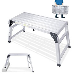 Adjustable Work Platform, (39.4 X 18.5) Portable Folding Aluminum Step Ladder, S