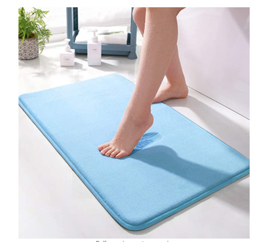 New Bathroom Rug Thick Soft Memory Foam Non Slip Absorbent Velvet - Light Blue gallery