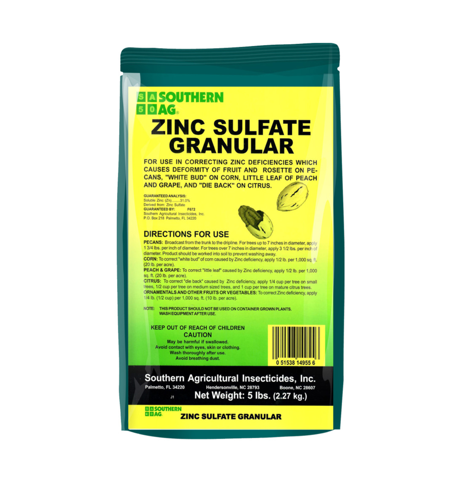 Zinc Sulfate Granular Fertilizer 5 lb Bag by Southern Ag gallery