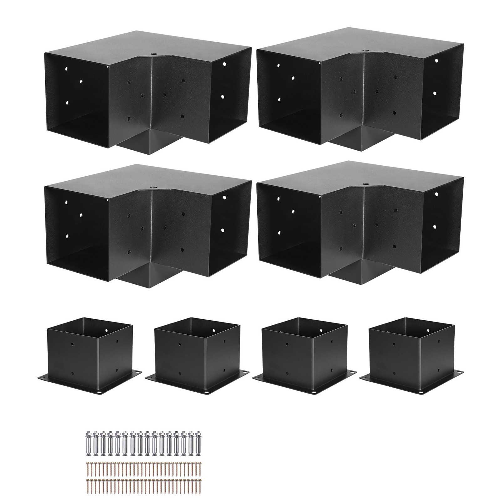 6x6 Inch Pergola Bracket Kit Inner 5.5x5.5 3-Way Brackets 4 Pcs with 4 Bases gallery