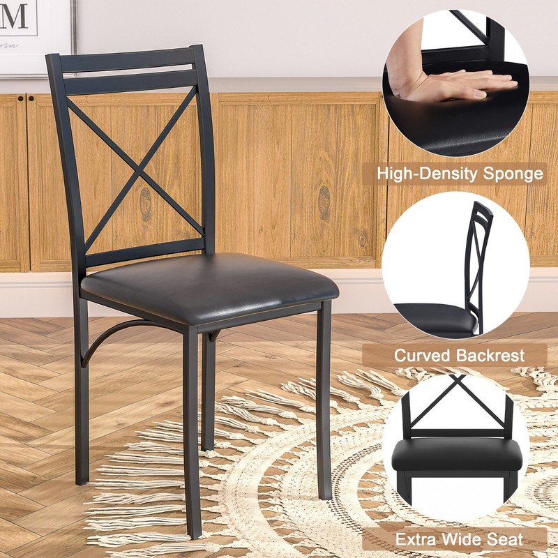 5 Pcs Dining Table Set for Kitchen Marble Grain Table Top Dinette w/Storage Rack gallery