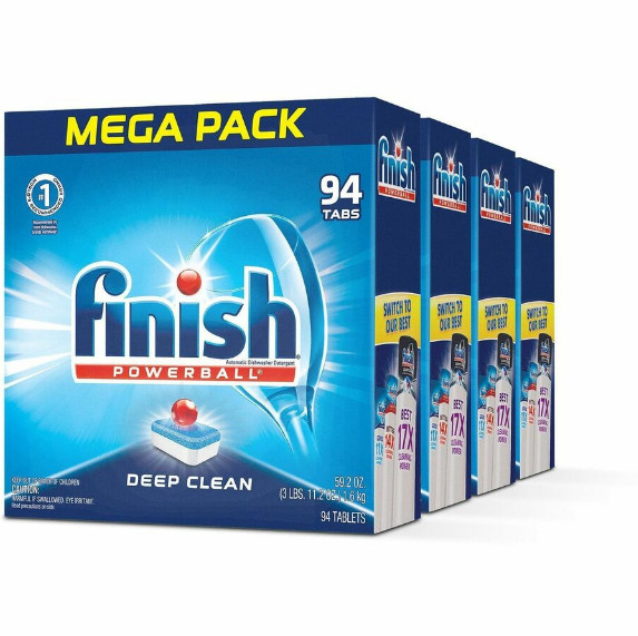 Finish Powerball Dishwasher Detergent Tabs Fresh Scent 94 Ct Box 4 Pack Case gallery