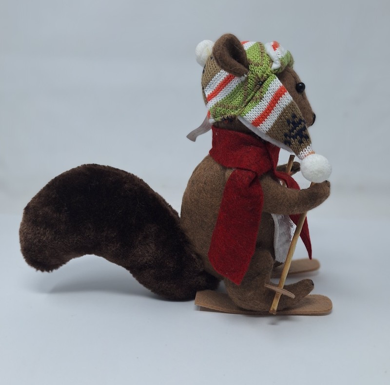 Plush Decor Sking Squirrel With Tag 9" Tall Winter Holiday Christmas gallery