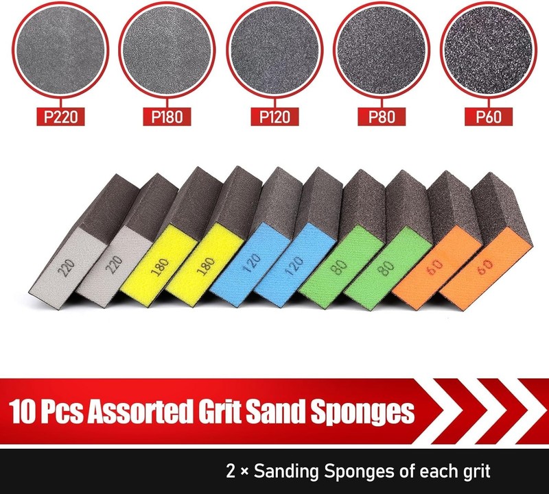 High-Density Sanding Sponge Set - 10 Assorted Grits for Precision Finishing gallery