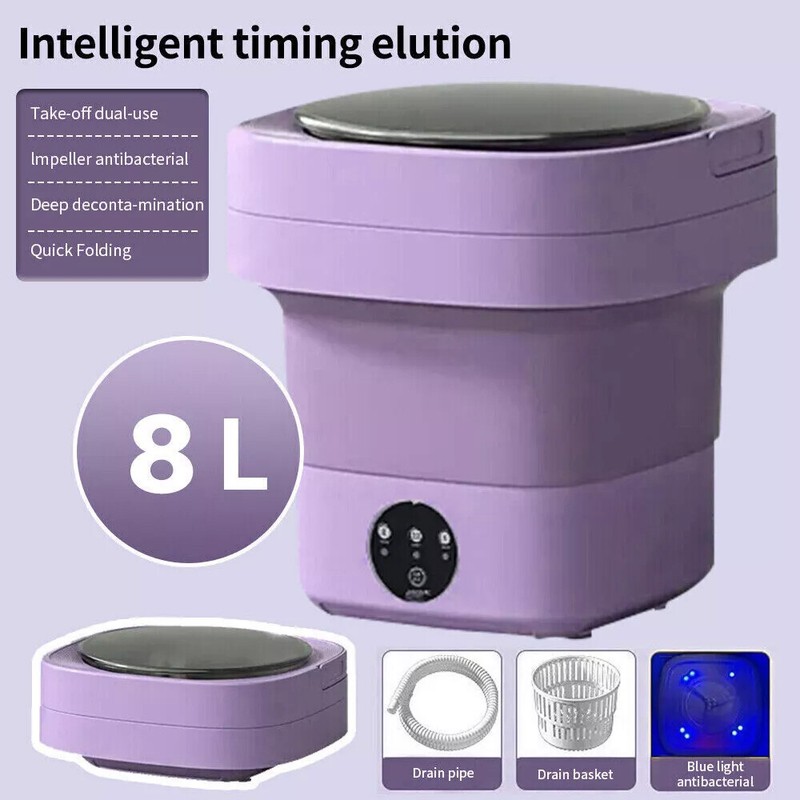 8L Portable Washing Machine Mini Washer Foldable Washer Small Spin Dryer Travel gallery