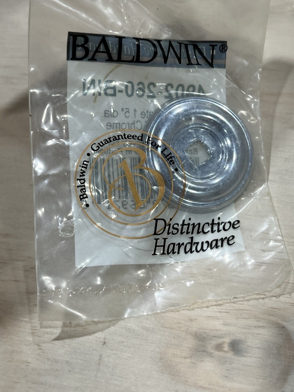Baldwin 4902-260-BIN 1.5'' Knob Handle Back Plate Polished Chrome ( Lot of 4 ) gallery