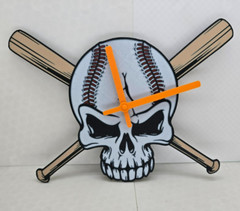 Skull Baseball Clock