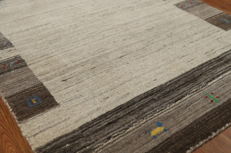 Bordered Beige Stylish and Versatile Gabbeh Accent Rug Handmade Wool 3x4 ft. gallery