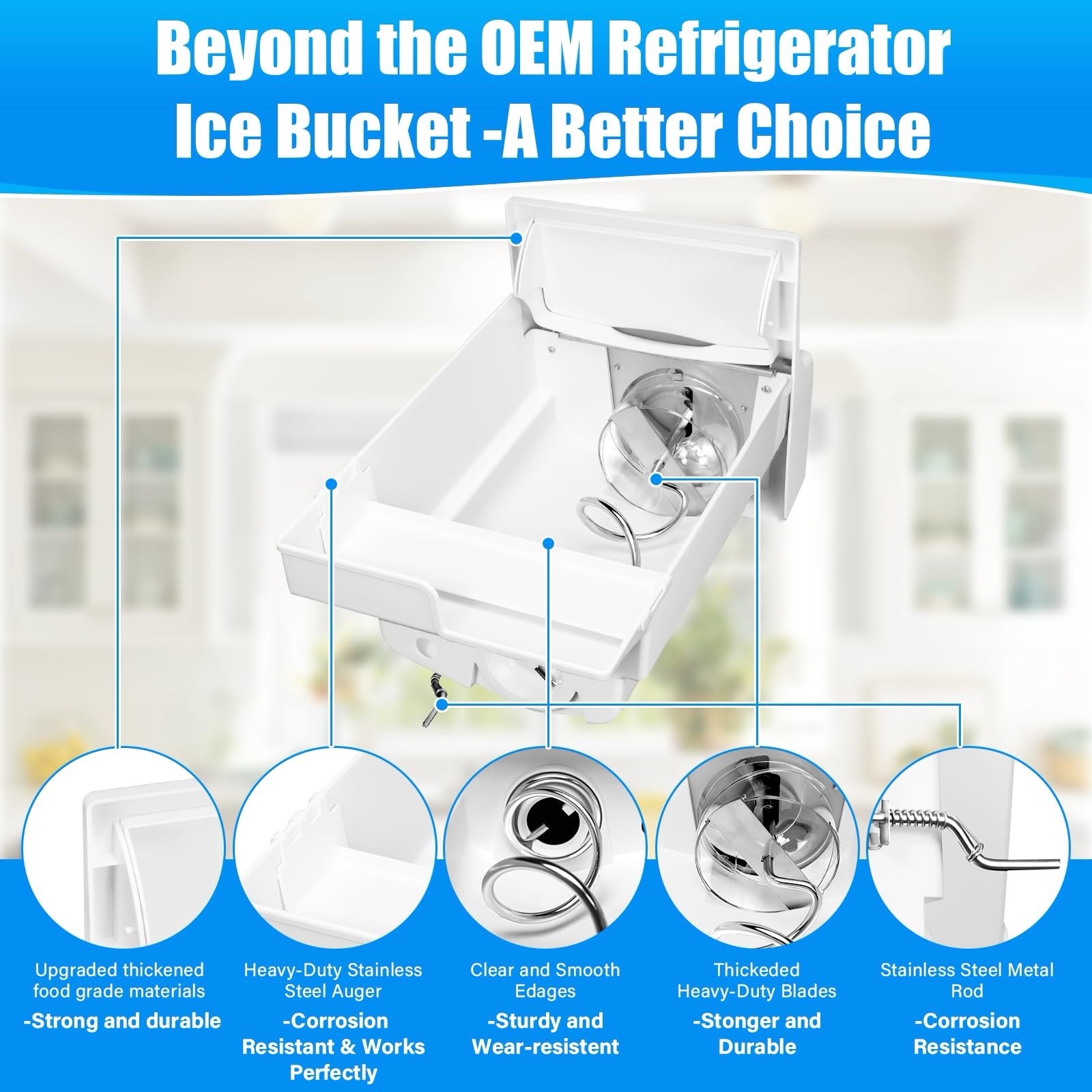 Upgraded 241860803 Refrigerator Ice Bucket Assembly Replacement for Frigidaire gallery