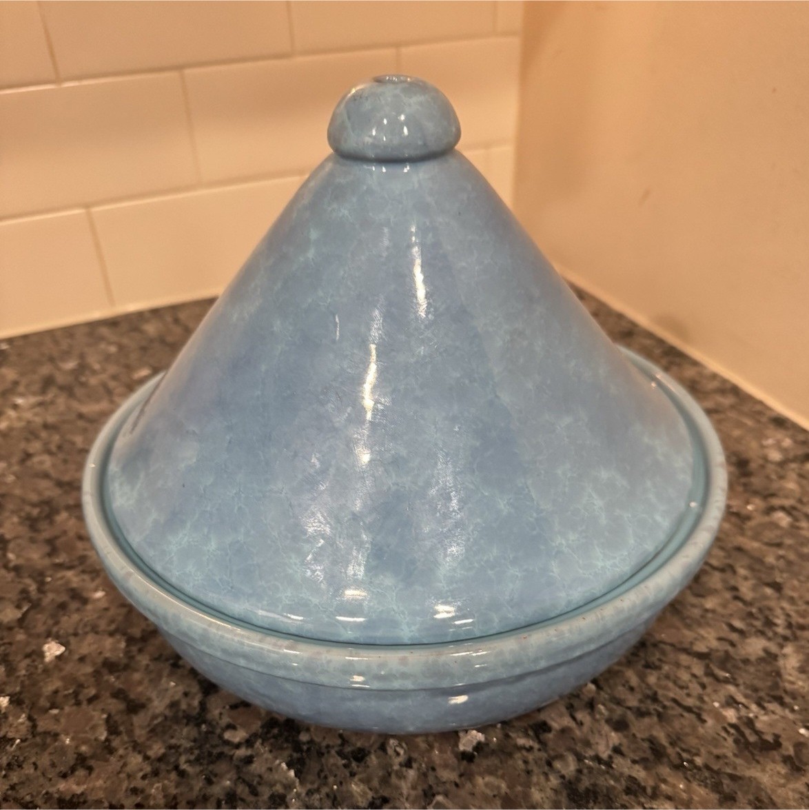 Blue Terracotta Ceramic Tagine With Lid Base Pan Gas Electric Compatible Italy gallery
